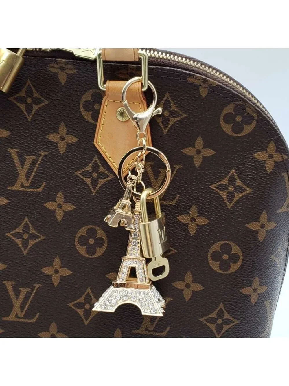 Louis Vuitton Gold Lock 🔒 Authentic LV Key + Unbranded Eiffel Tower Bag Charm